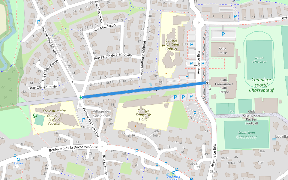 Mail du Champ Ragel walking route map in Pacé