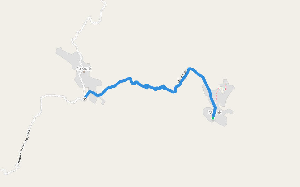 Misok Trek walking route map in Derim