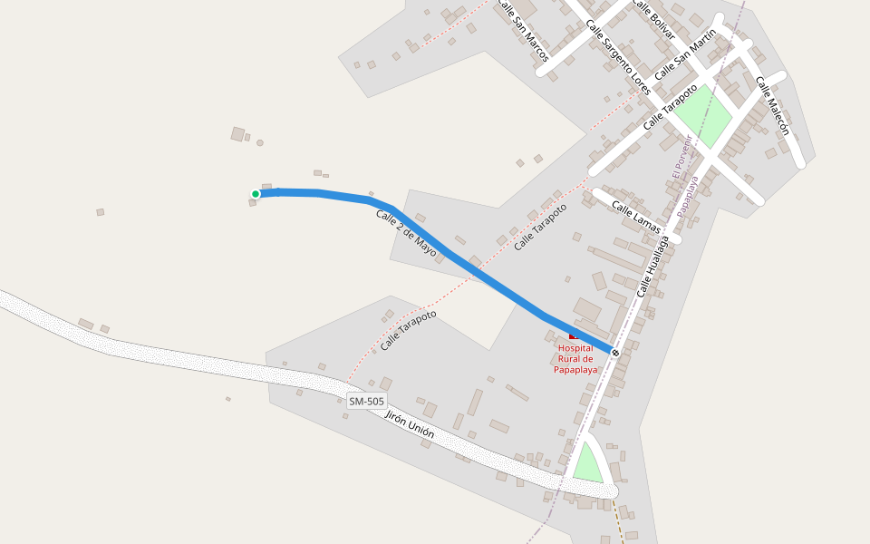 Calle 2 de Mayo walking route map in Papaplaya