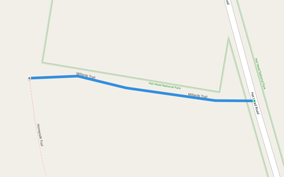Millards Trail walking route map in Hat Head