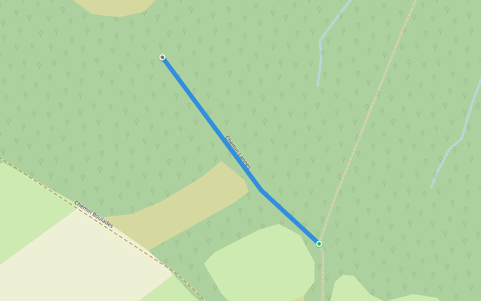 Chemin Lannes walking route map in Ledeuix