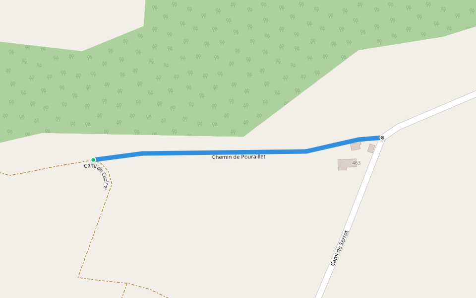 Chemin de Pouraillet walking route map in Ledeuix