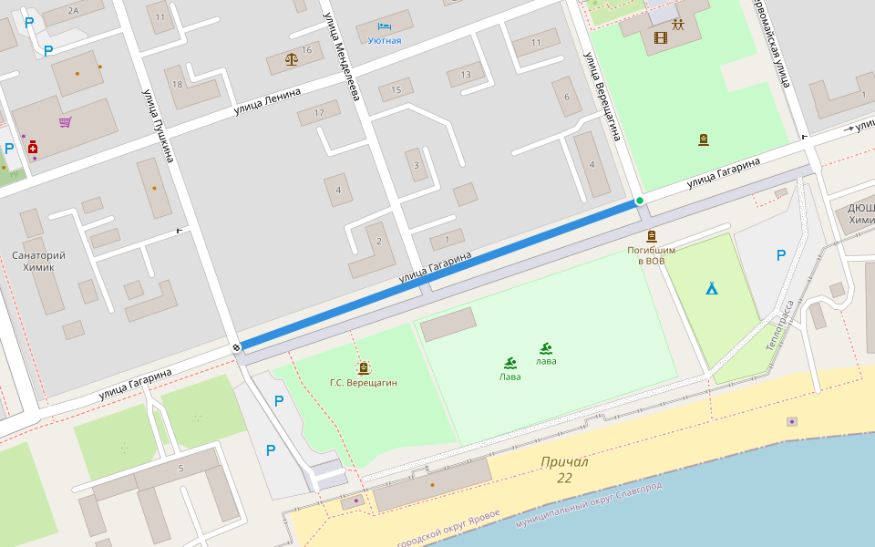 улица Гагарина walking route map in Yarovoye