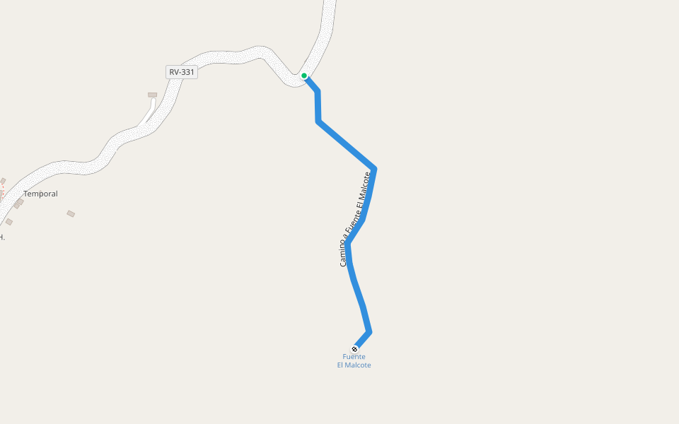 Camino a Fuente El Malcote walking route map in Sesesmil Segundo