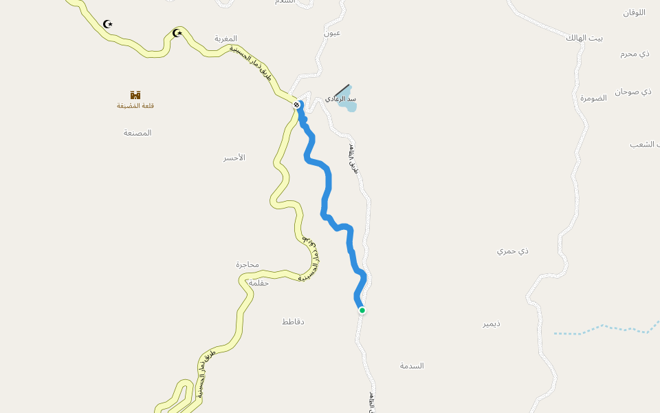 طريق الظاهر walking route map in Parifa