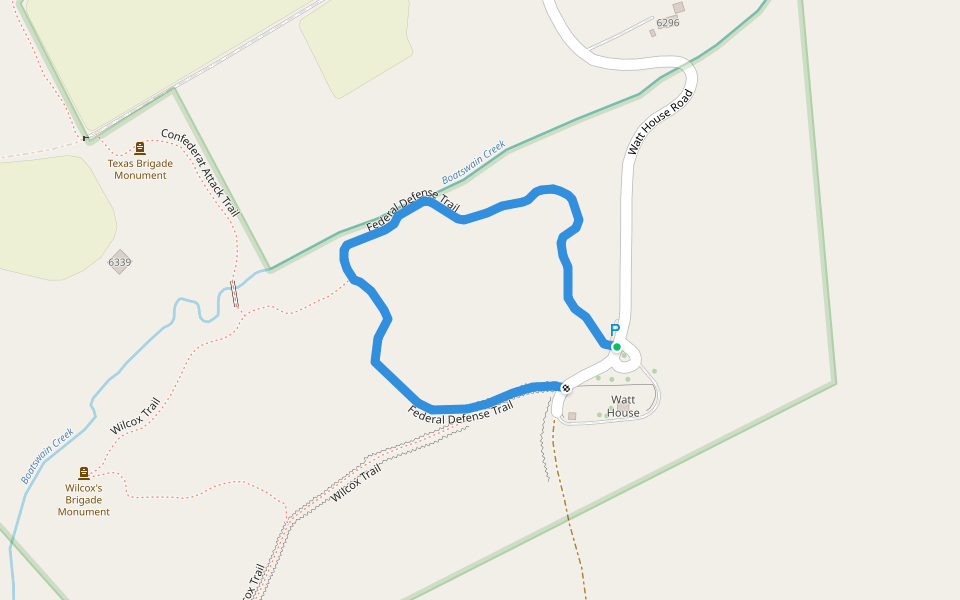 Federal Defense Trail walking route map in Mechanicsville