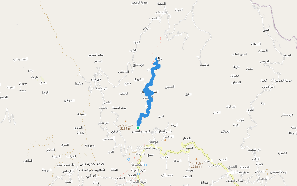 طريق المحاجير walking route map in Parifa