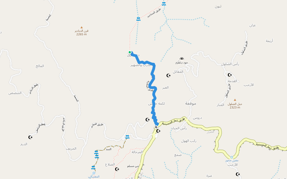 طريق المغربة walking route map in Parifa