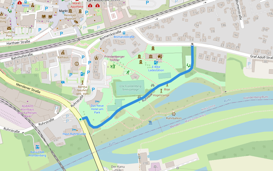 Ruhraue walking route map in Fröndenberg/Ruhr