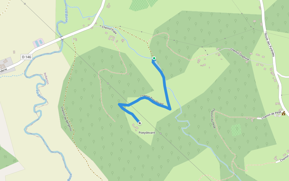 Chemin Poeydevant walking route map in Aubertin