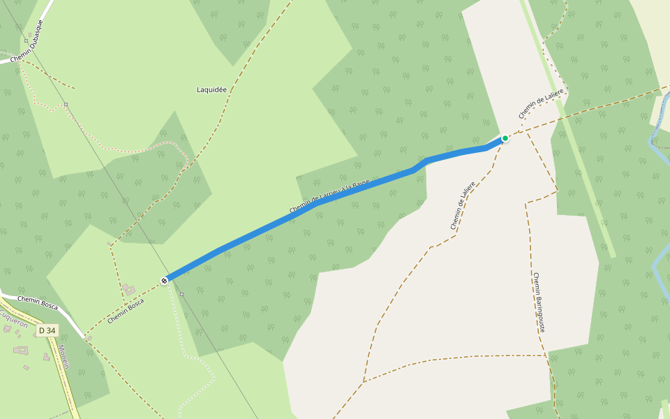 Chemin de Larrieu à la Bayse walking route map in Monein