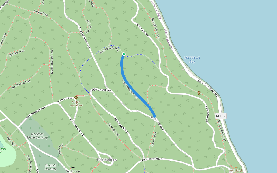 South Blodgett Trail walking route map in Mackinac Island