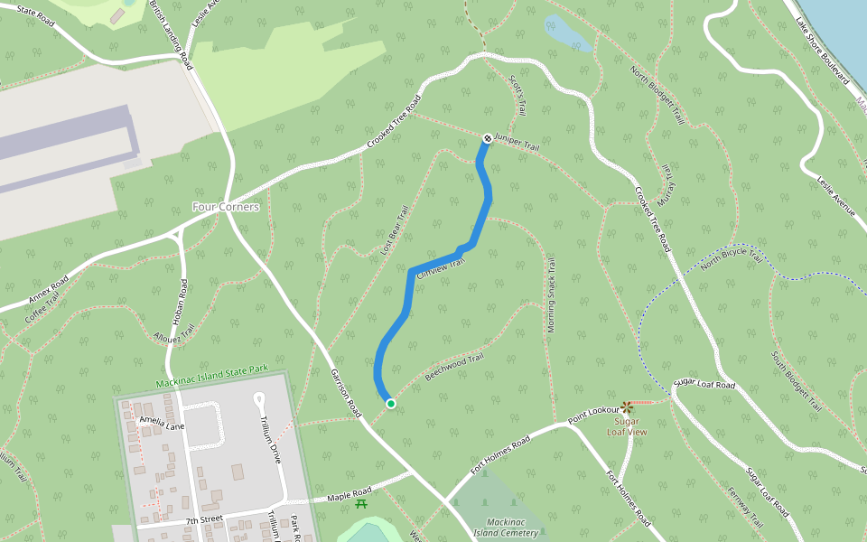 Cliffview Trail walking route map in Mackinac Island