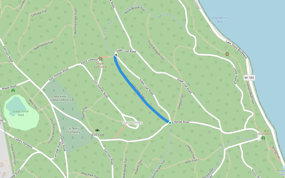 Fernway Trail walking route map in Mackinac Island