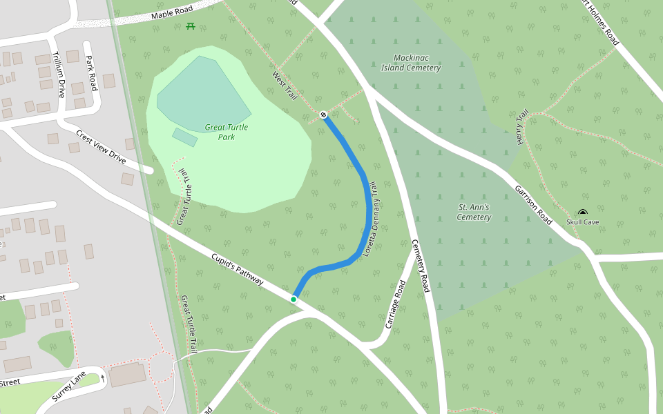 Loretta Dennany Trail walking route map in Mackinac Island