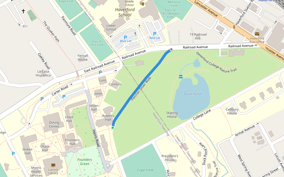 Fletcher-Silver Walk walking route map in Haverford