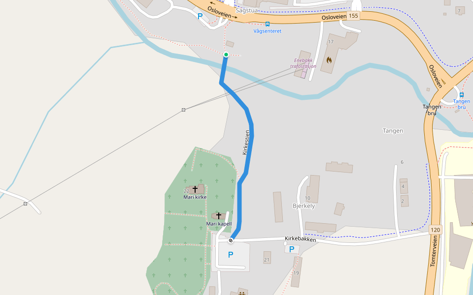 Kirkestien walking route map in Ytre Enebakk