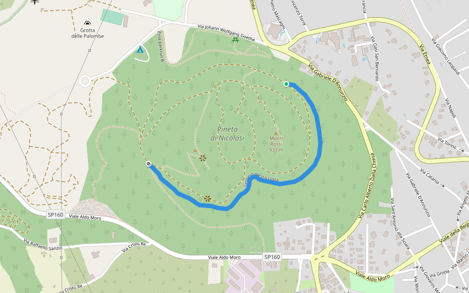 Sentiero mezza costa walking route map in Nicolosi