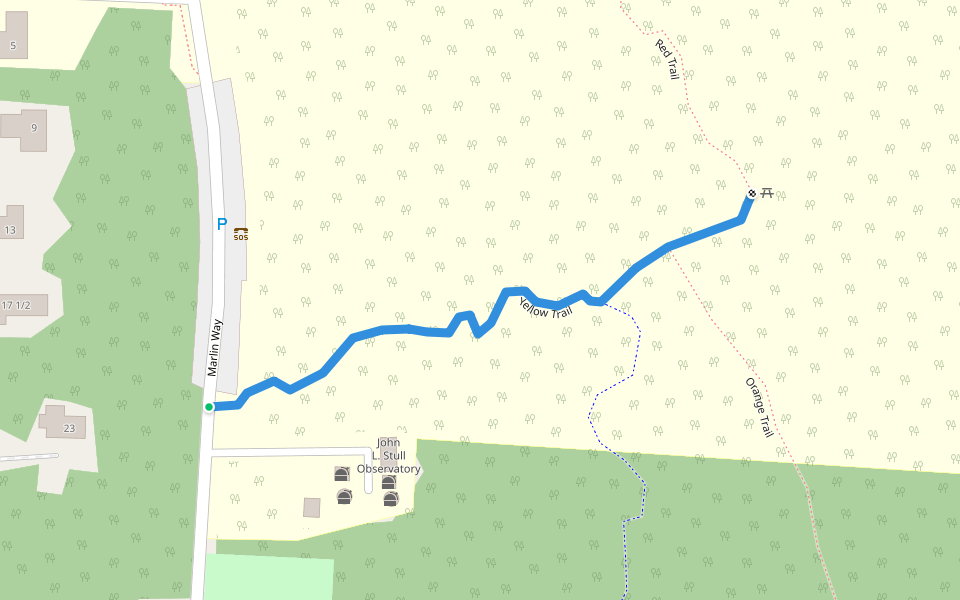 Yellow Trail walking route map in Alfred