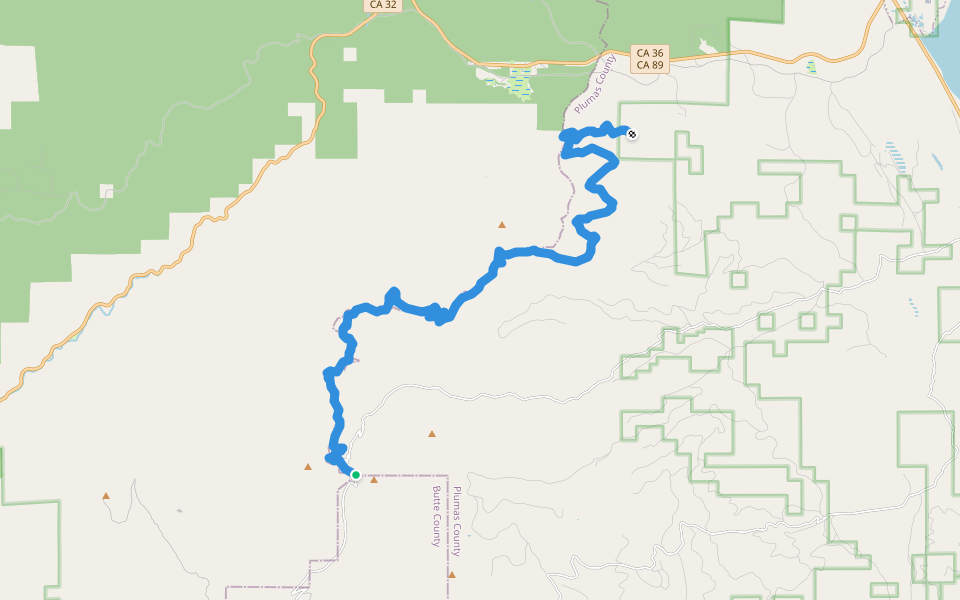 Pacific Crest National Scenic Trail #2000 walking route map in Forest Ranch