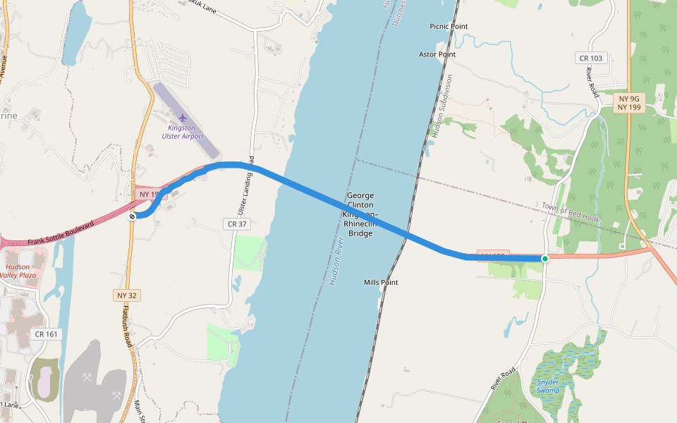 Kingston - Rhinecliff Bridge Walkway walking route map in Rhinebeck