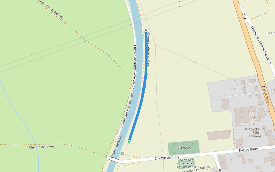 Chemin Latéral au Canal walking route map in Verdun