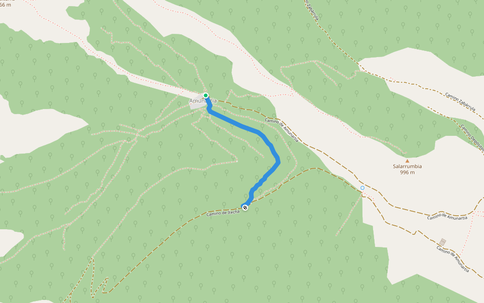 Camino de la Cerradilla walking route map in Amunartia