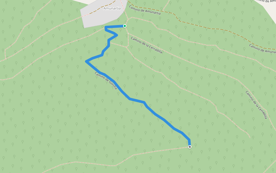 Camino de Gorcha walking route map in Amunartia