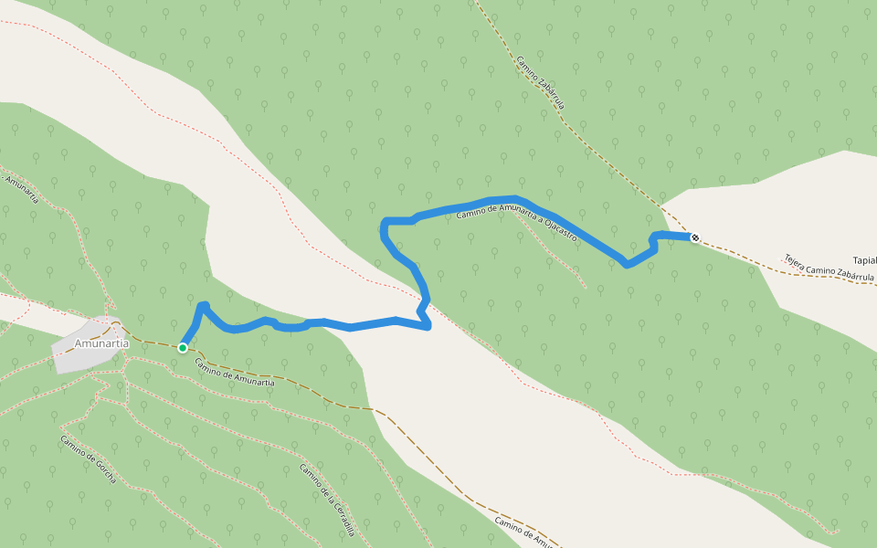 Camino de Amunartia a Ojacastro walking route map in Amunartia