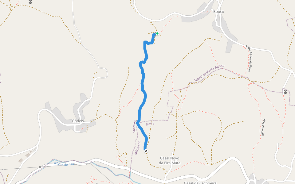 Trilho das Maravilhas do Sobral walking route map in Sapataria