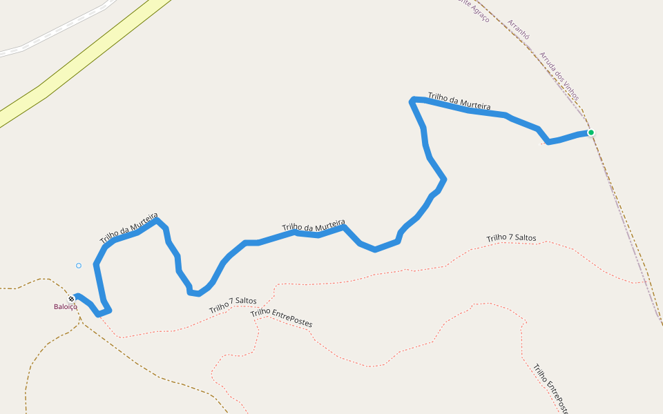 Trilho da Murteira walking route map in Arranhó
