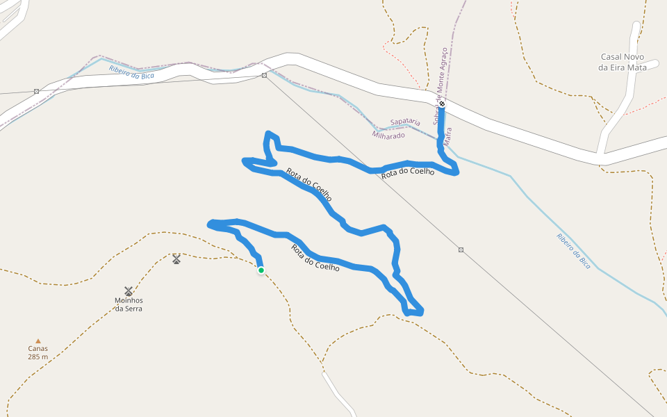 Rota do Coelho walking route map in Milharado