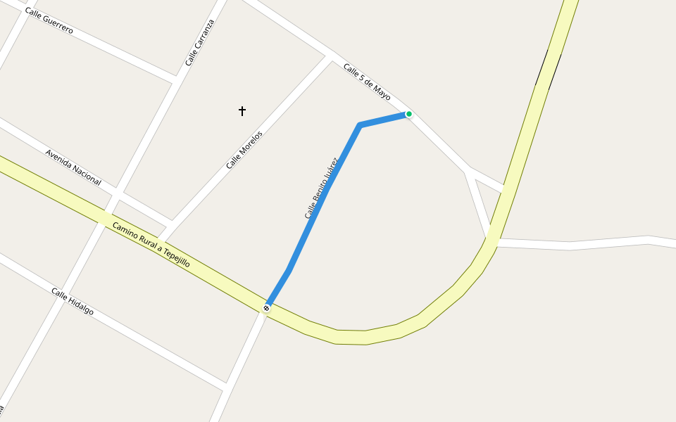 Calle Benito Juárez walking route map in El Rosario Micaltepec