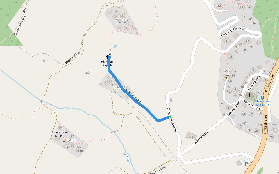 Gadmenweg walking route map in Goms