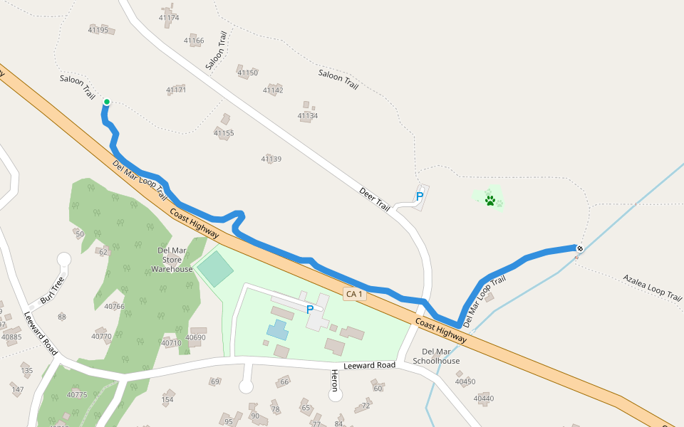 Del Mar Loop Trail walking route map in Sea Ranch