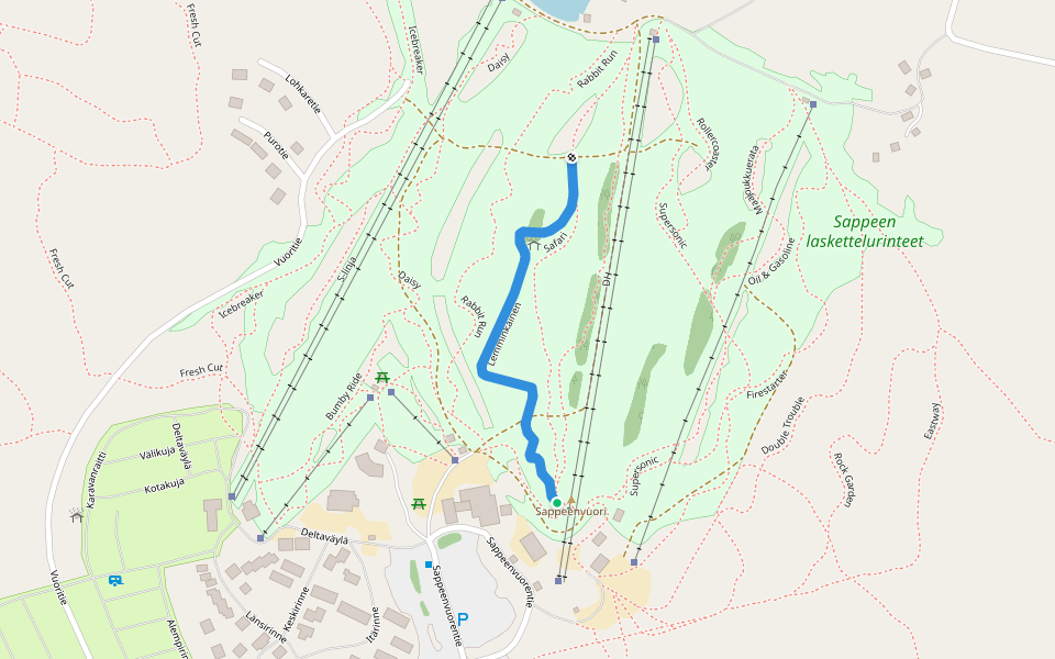 Lemminkäinen walking route map in Sappee
