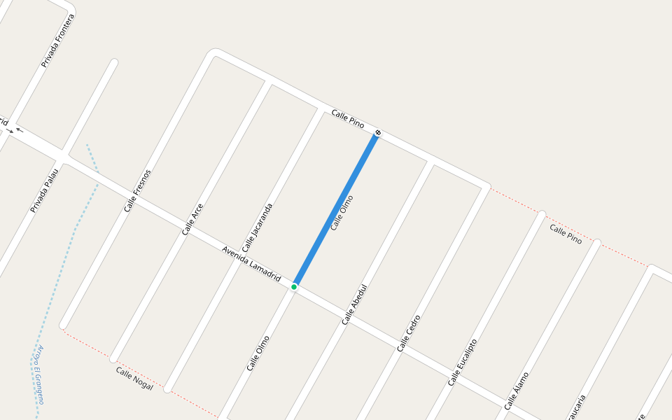 Calle Olmo walking route map in Hacienda Real