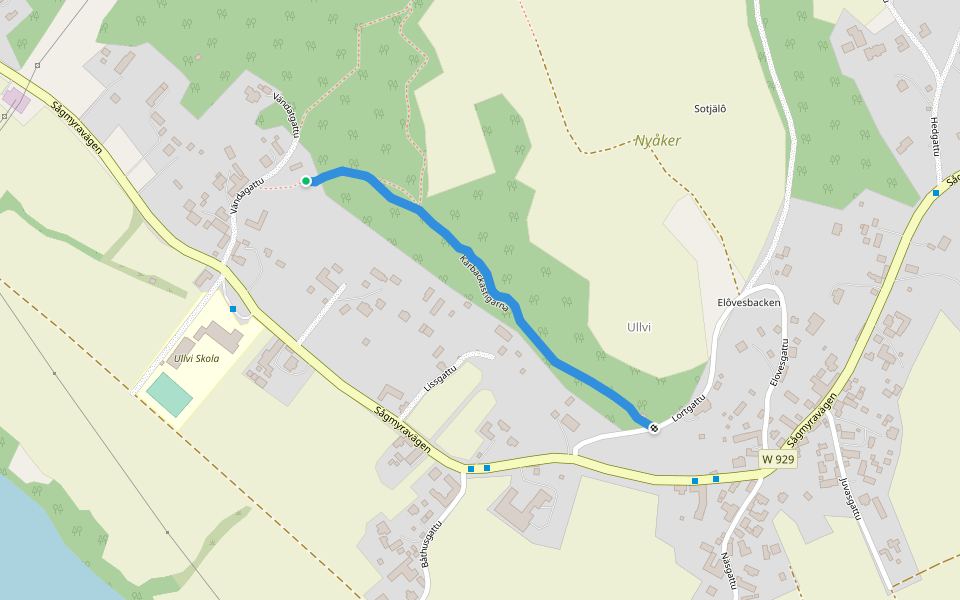 Kårbackastigarna walking route map in Leksand