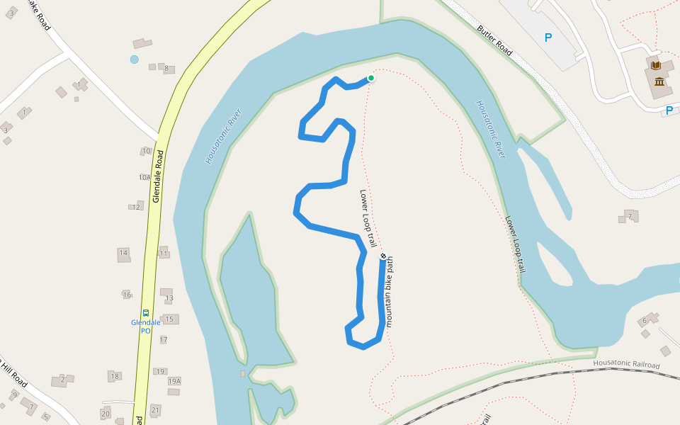 mountain bike path walking route map in Stockbridge