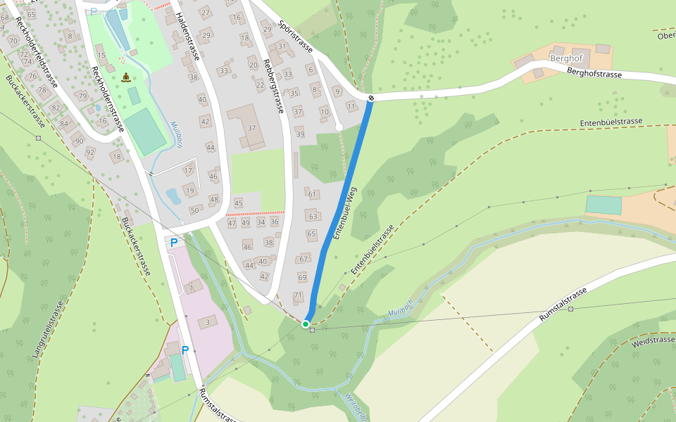 Entenbüel-Weg walking route map in Pfungen