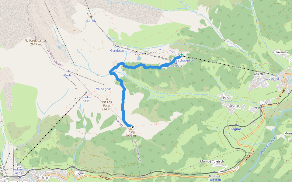 Senda Pauli walking route map in Segnas