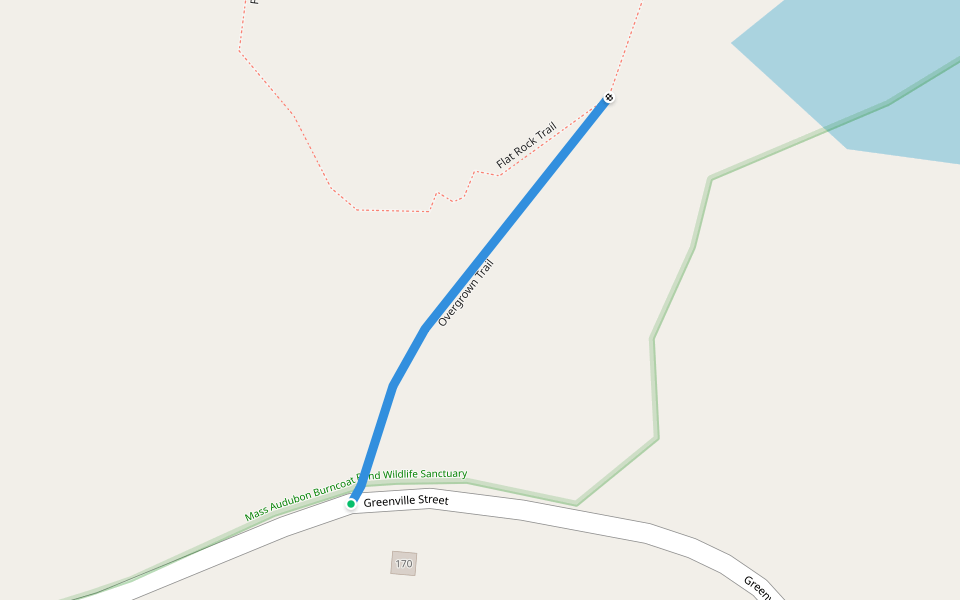 Overgrown Trail walking route map in Spencer