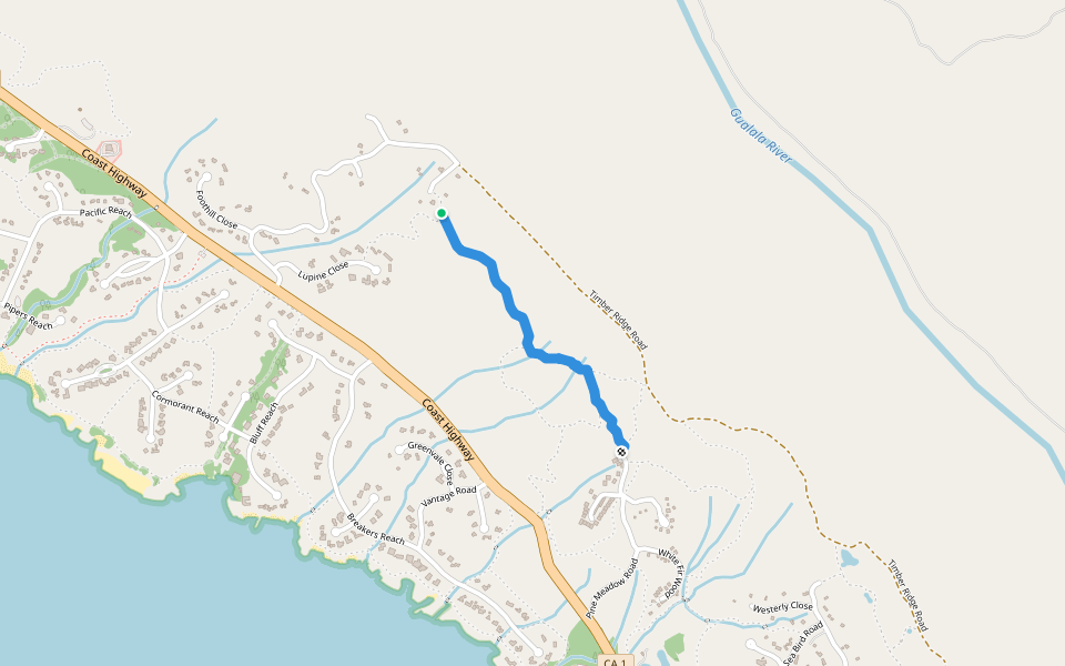 Big Tree Trail walking route map in Sea Ranch