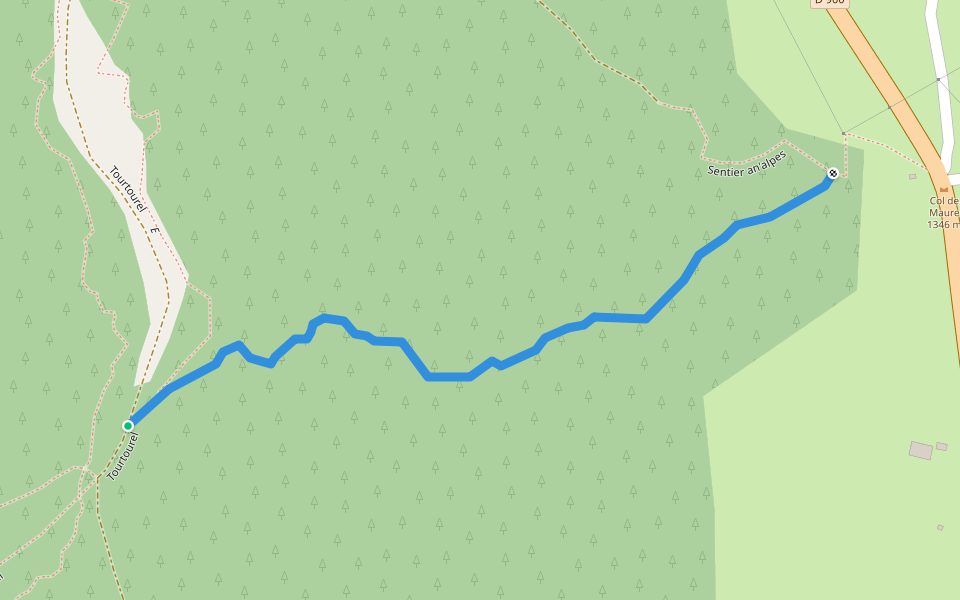 Sentier raquette et pieton sous bois walking route map in Seyne