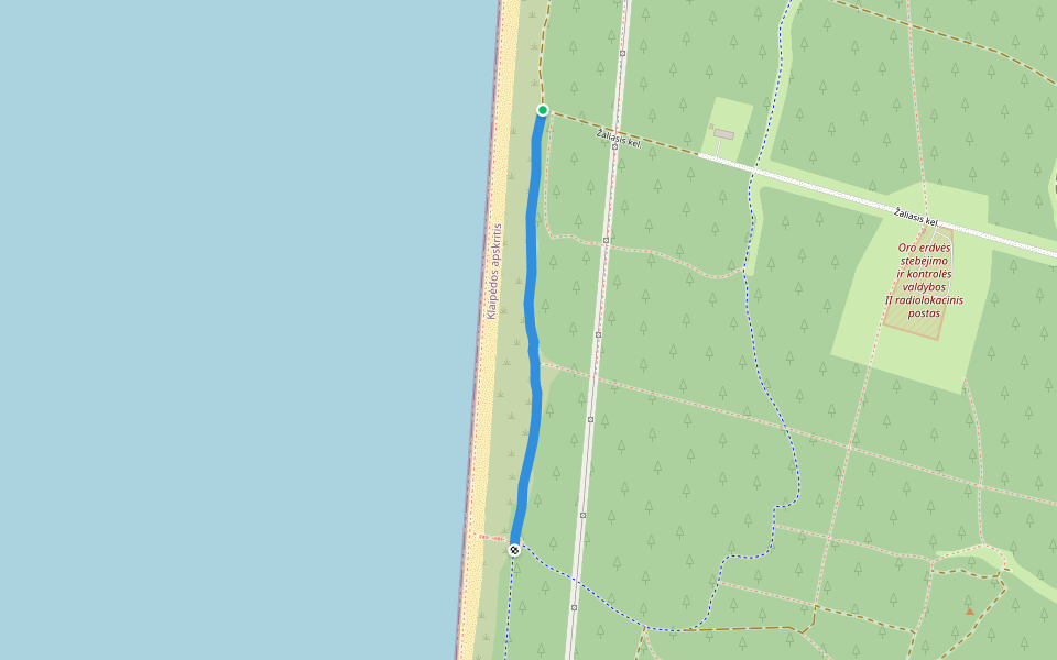 Žaliasis kel. walking route map in Juodkrantė