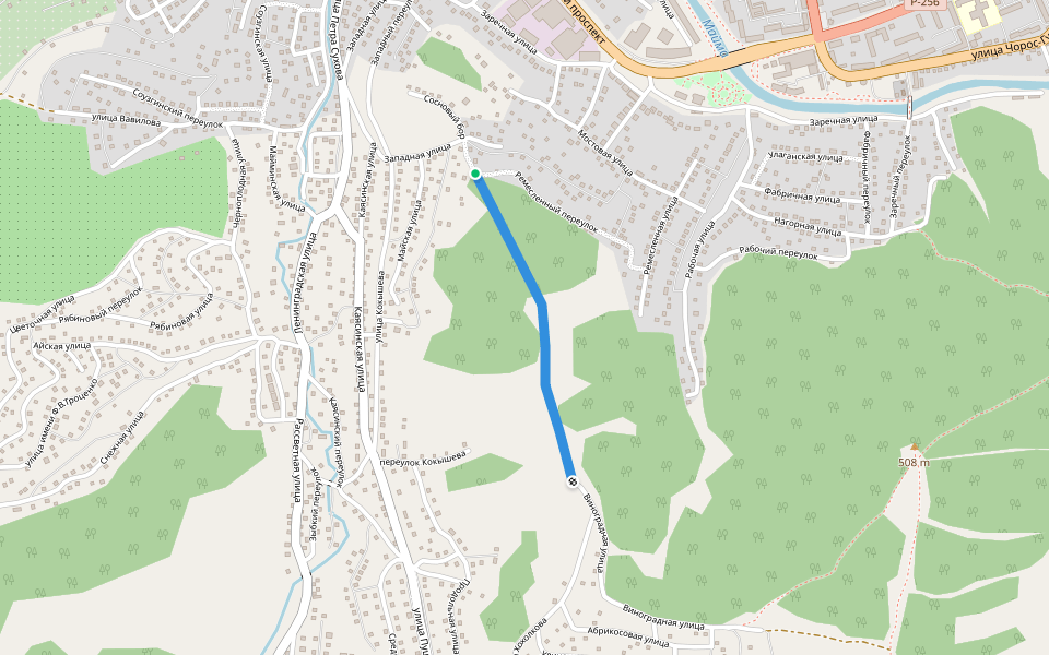 Тропа Любви walking route map in Озерное (майминский)