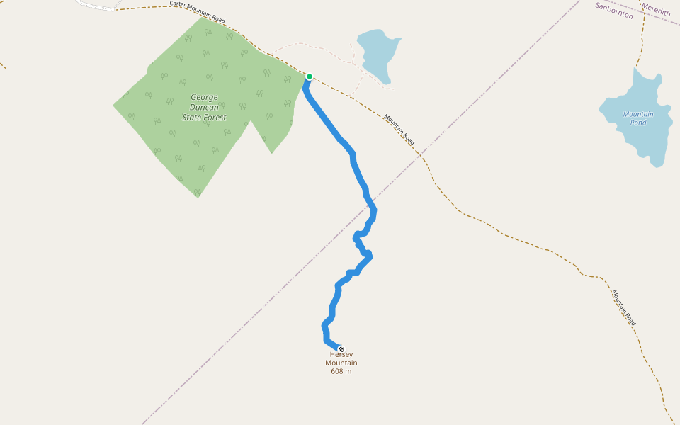 Hersey Mtn Trail walking route map in New Hampton
