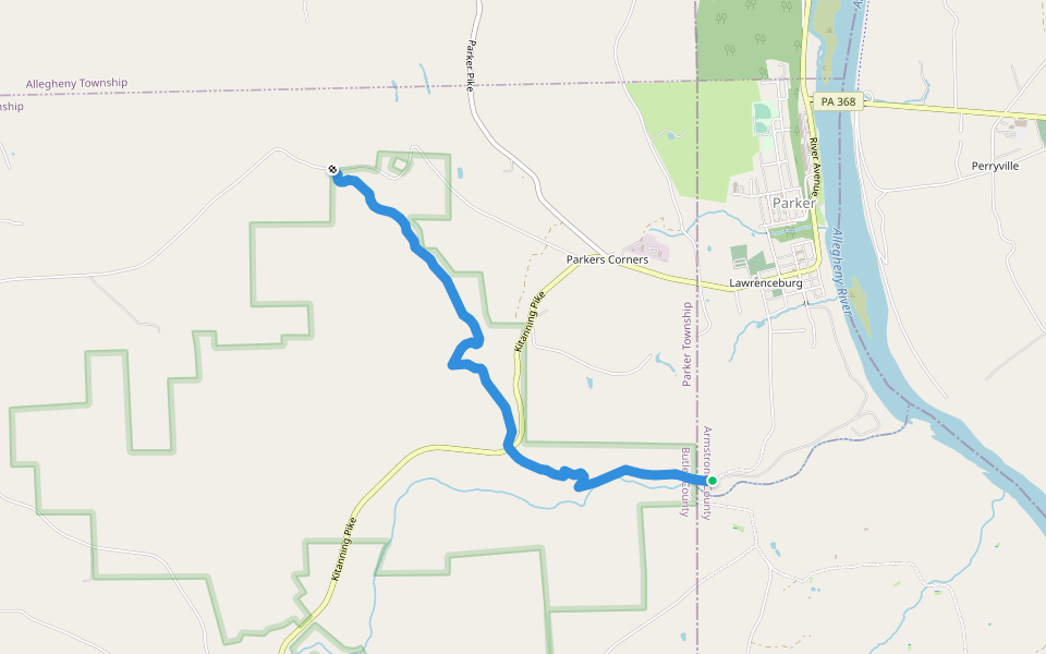 North Country Trail walking route map in Parker