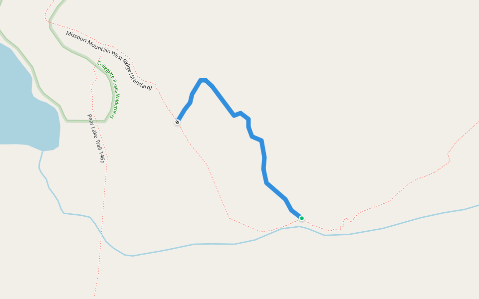 Missouri Mountain West Ridge (shortcut) walking route map in Buena Vista