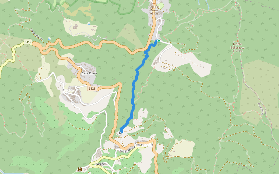 I quarti walking route map in Colle di Nava